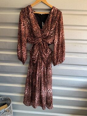 Anthropologie Ranna Gill NWT leopard print cut-out midi dress